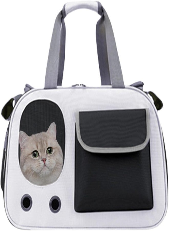 Glaceon Pet Travel Bag Cat Carrier Roller Shutter Design with Adjustable Strap, Soft Sided Dog Carrier, Collapsible Cat Travel Bag, Stable Stand, Ventilated Window, Small Medium Pet Carrier (White) - Image 1